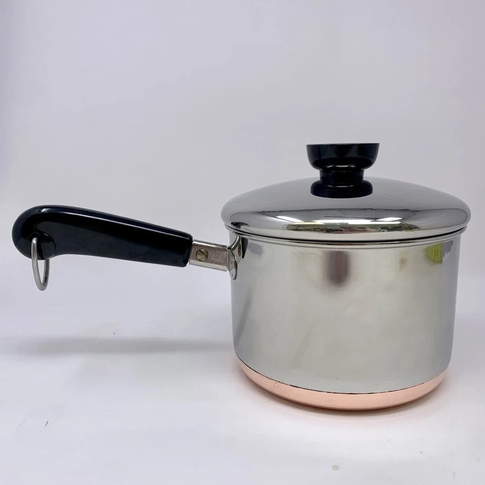 Revere Ware 1.5 Quart Sauce Pan Pot Copper Bottom w Lid '82 Clinton Ill